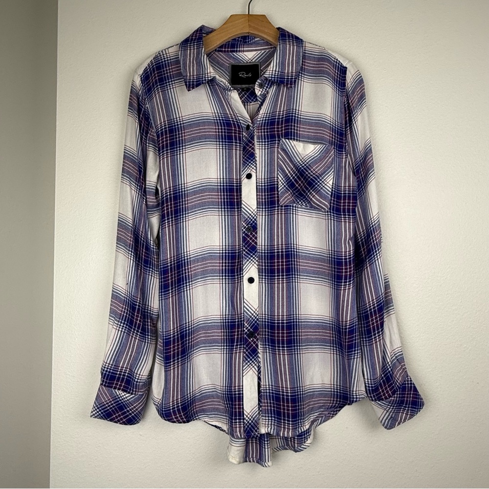 Rails Hunter White Dusk Rouge Button Down Flannel Plaid Shirt - Picture 2 of 13